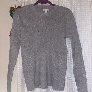 Nine West Sparkly Gray Ribbed Sweater